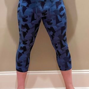MPG Men’s 3/4 length Workout Tights - Navy / Black Camo - L